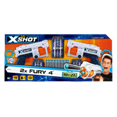 X-Shot Набор скорострельных бластеров EXCEL FURY 4 2PK (2 вида оружия, 3 банки, 16 патронов)