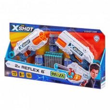 X-Shot Скорострельный бластер EXCEL Reflex 6 Double (2 бластера, 3 банки, 16 патронов)