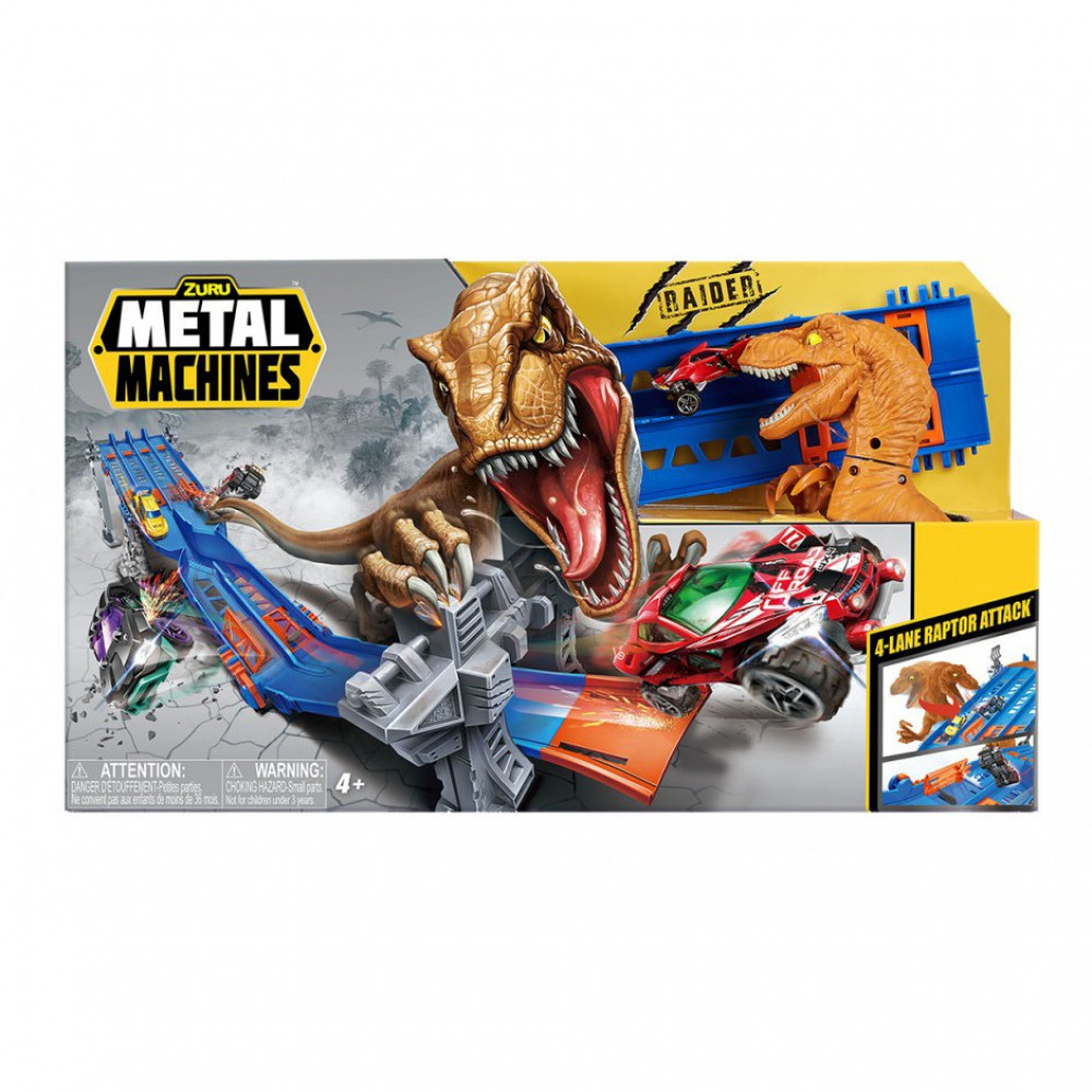 Игровой набор METAL MACHINES – 4-Lane Madness/МЕТАЛЛ МАШИНС - Безумный динотрек